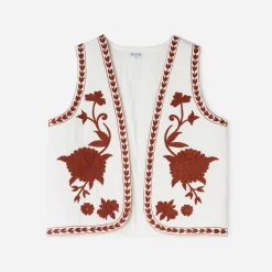 Gilet écru maxi broderies^Texto Online