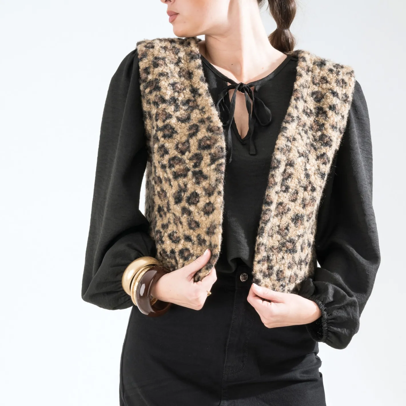 Gilet à motif léopard^Texto Sale
