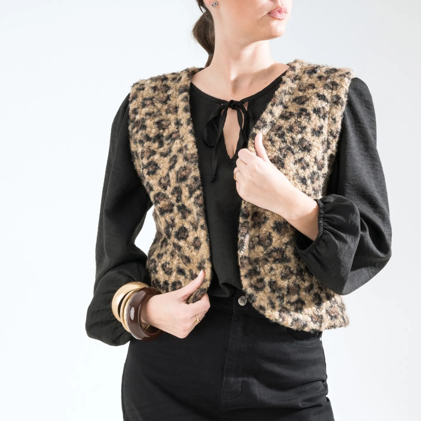 Gilet à motif léopard^Texto Sale
