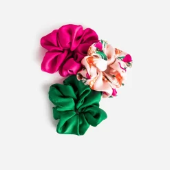 Lot de 3 chouchous fuchsia, vert, imprimé^Texto Sale