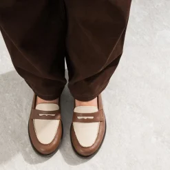 Mocassin bicolore et beige cuir^Eram Clearance