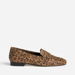 Mocassin camel en cuir velours effet léopard^Eram Discount