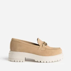Mocassin crantée beige en cuir velours^Texto Outlet