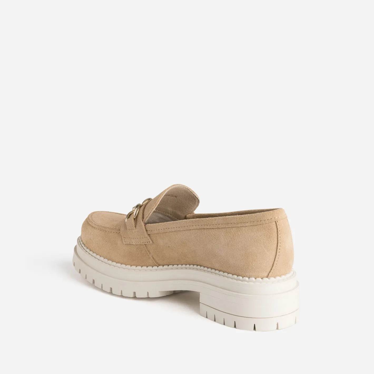 Mocassin crantée beige en cuir velours^Texto Outlet