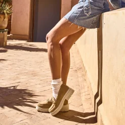 Mocassin crantée beige en cuir velours^Texto Outlet