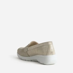 Mocassin doré cuir velours^FRANCE ARNO New