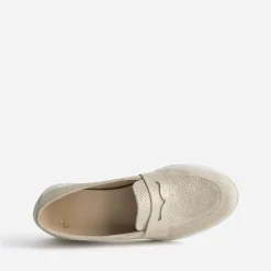 Mocassin doré cuir velours^FRANCE ARNO New
