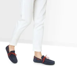Mocassin marine cuir velours lacet rouge^Eram Clearance