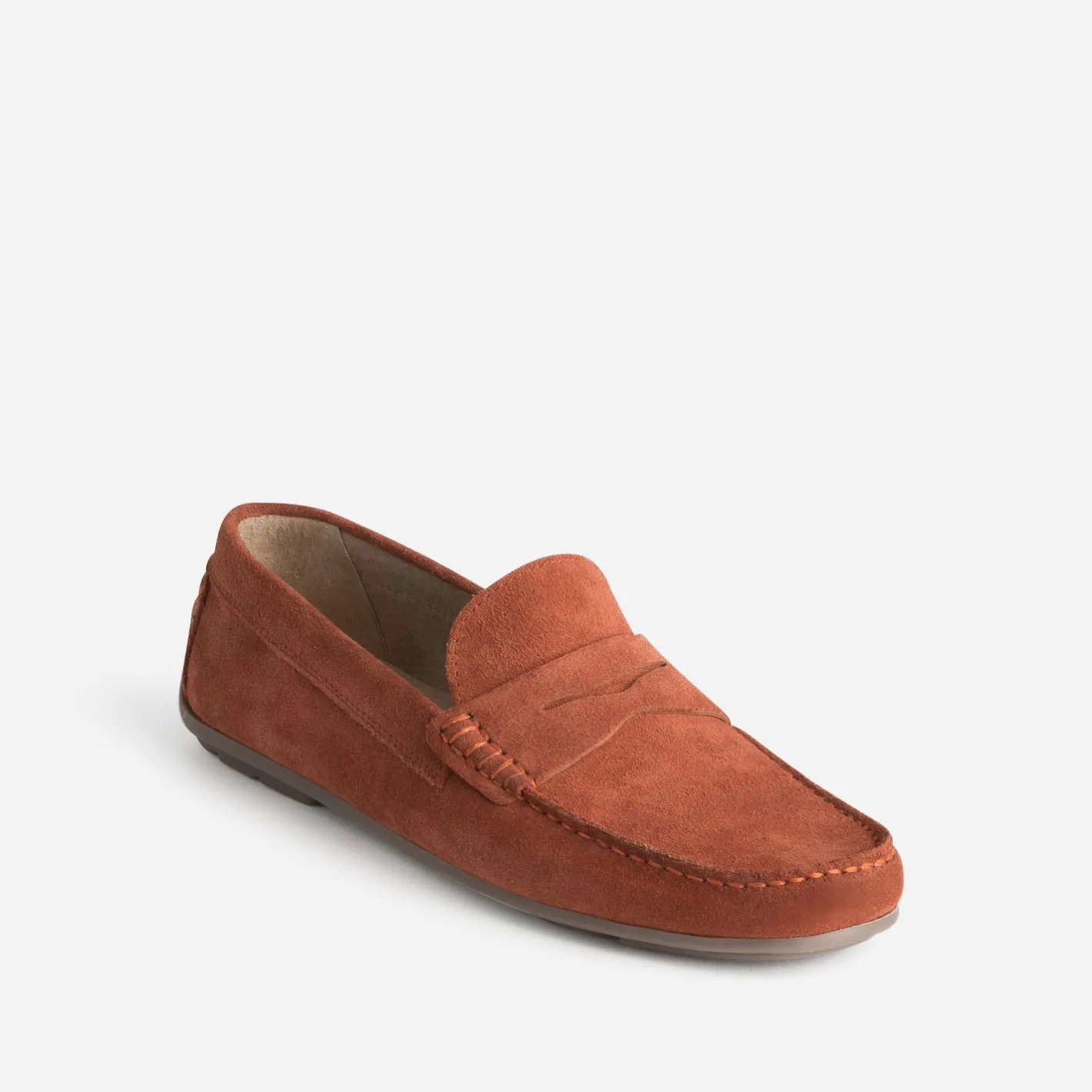 Mocassin orangé éco-conçu en cuir velours^Eram New