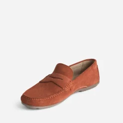 Mocassin orangé éco-conçu en cuir velours^Eram New