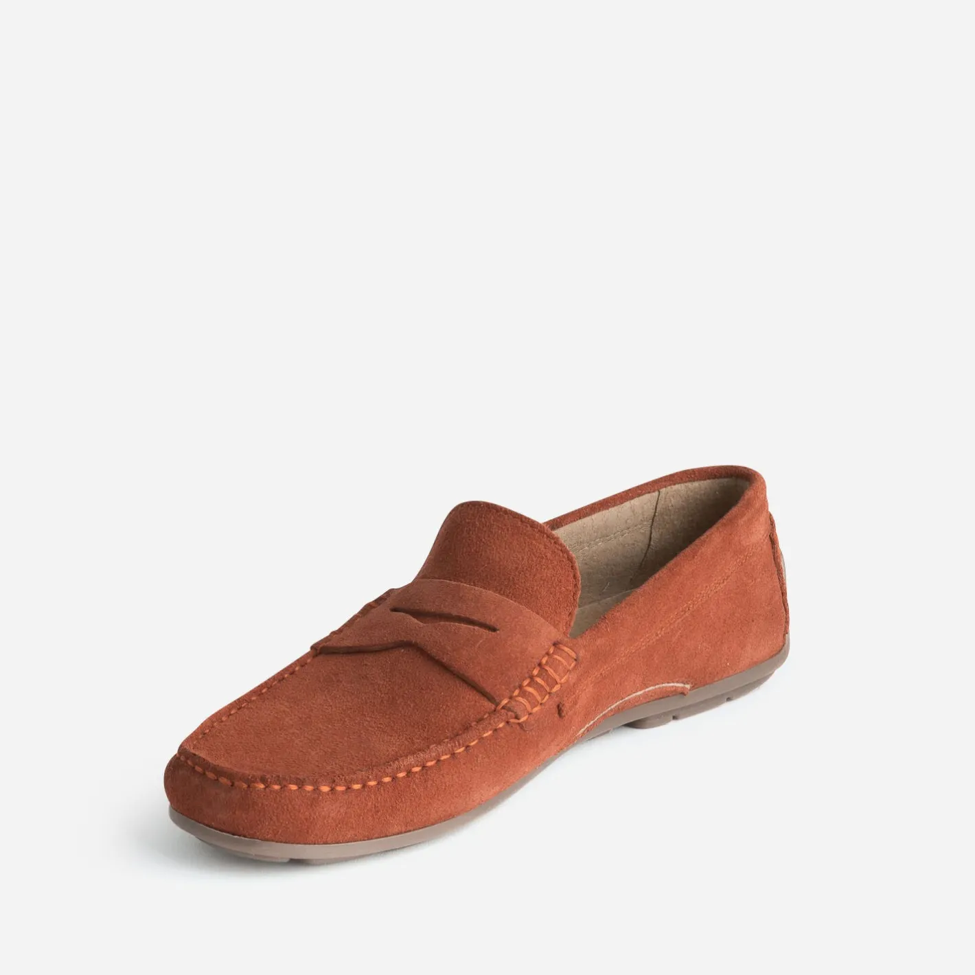 Mocassin orangé éco-conçu en cuir velours^Eram New