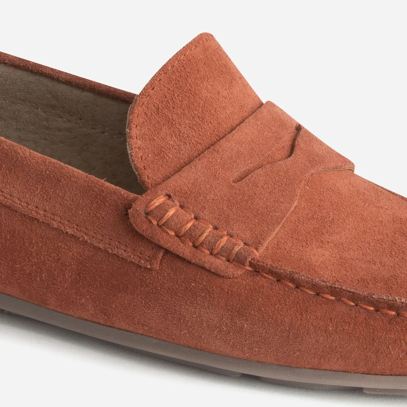 Mocassin orangé éco-conçu en cuir velours^Eram New