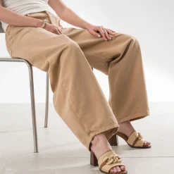 Mule à talon beige effet raphia^Eram