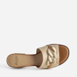 Mule à talon beige effet raphia^Eram