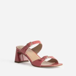 Mule à talon cuir verni double bride^Eram