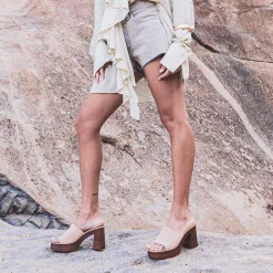Mule à talon cuir velours^Texto Discount
