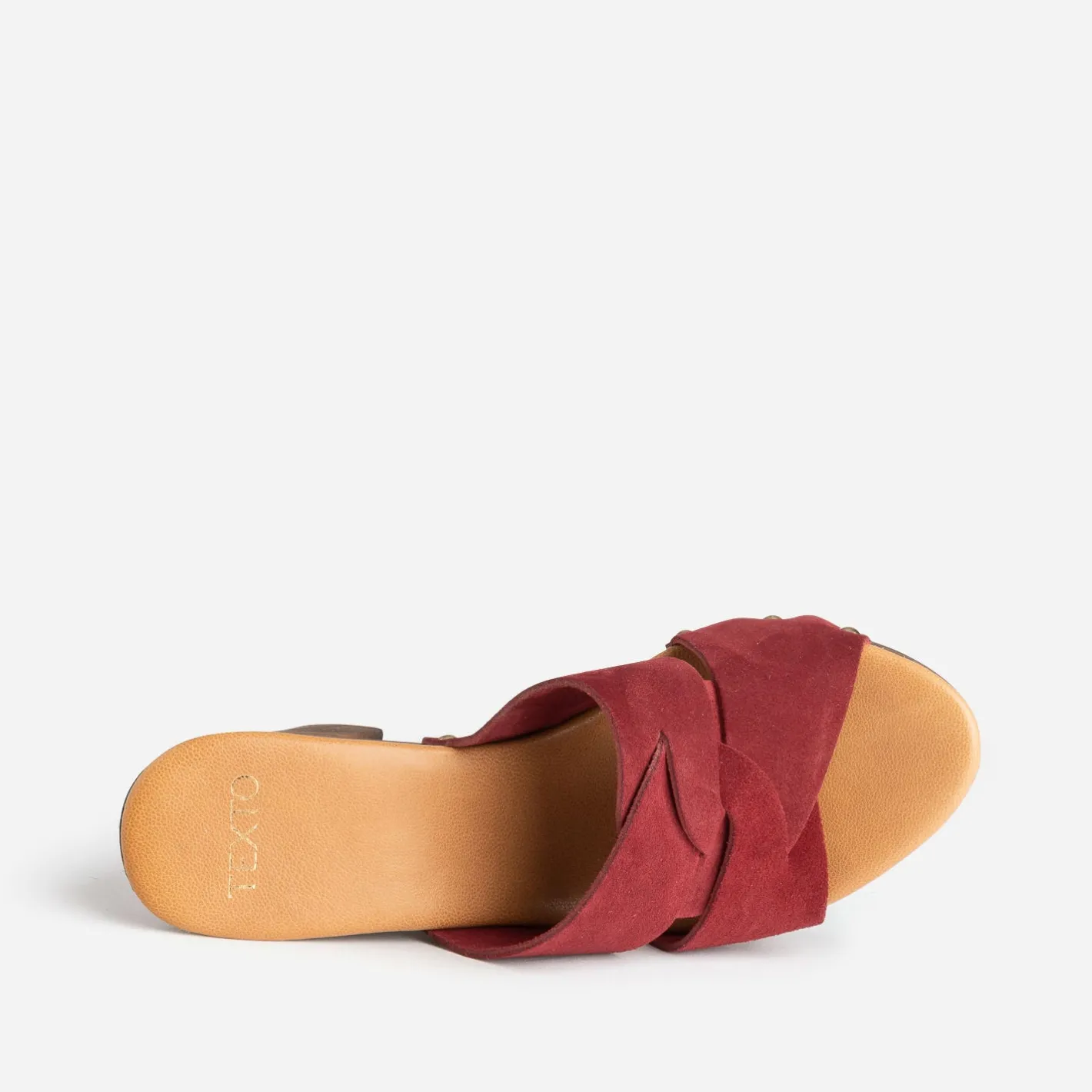 Mule à talon bordeaux en cuir velours^Texto Hot