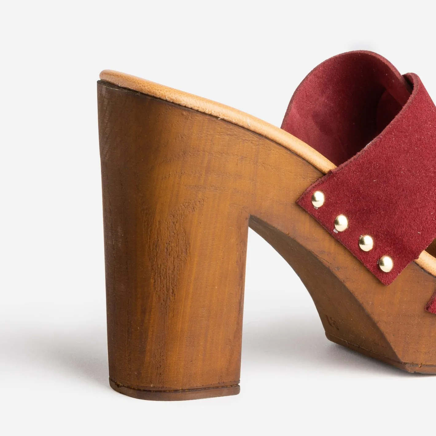 Mule à talon bordeaux en cuir velours^Texto Hot