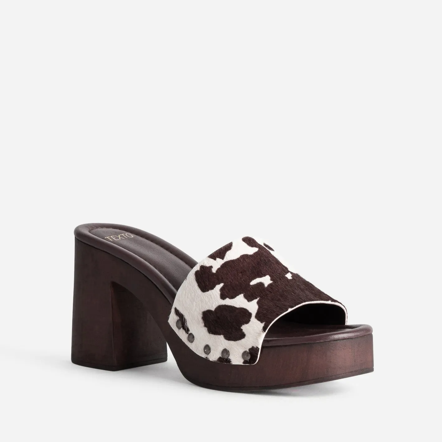 Mule à talon motif vache^Texto Best