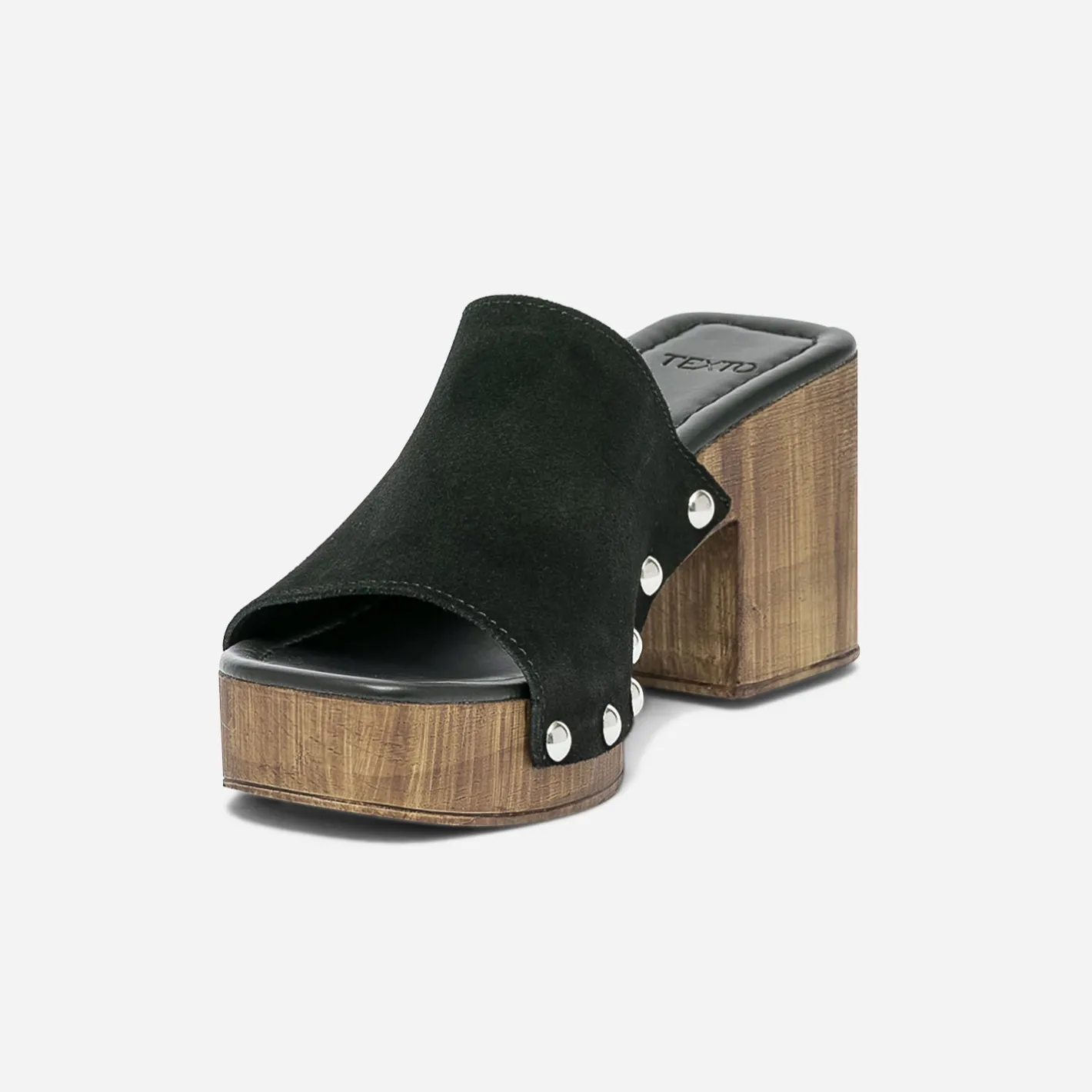 Mule à talon e en cuir velours^Texto New