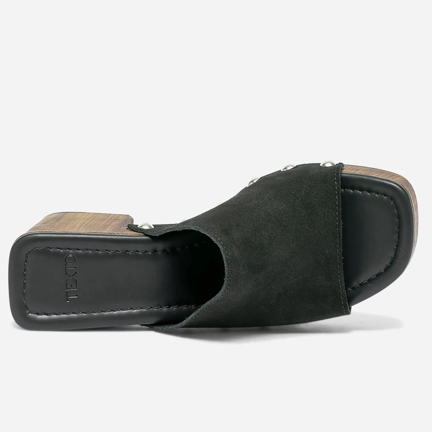 Mule à talon e en cuir velours^Texto New
