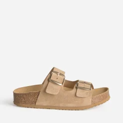 Mule anatomique cuir velours à plateforme^Eram