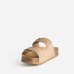 Mule anatomique cuir velours à plateforme^Eram