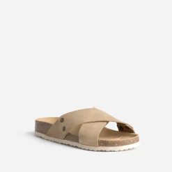 Mule anatomique beige en cuir velours éco-conçu^Eram Outlet