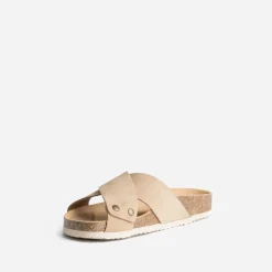 Mule anatomique beige en cuir velours éco-conçu^Eram Outlet