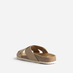 Mule anatomique beige en cuir velours éco-conçu^Eram Outlet