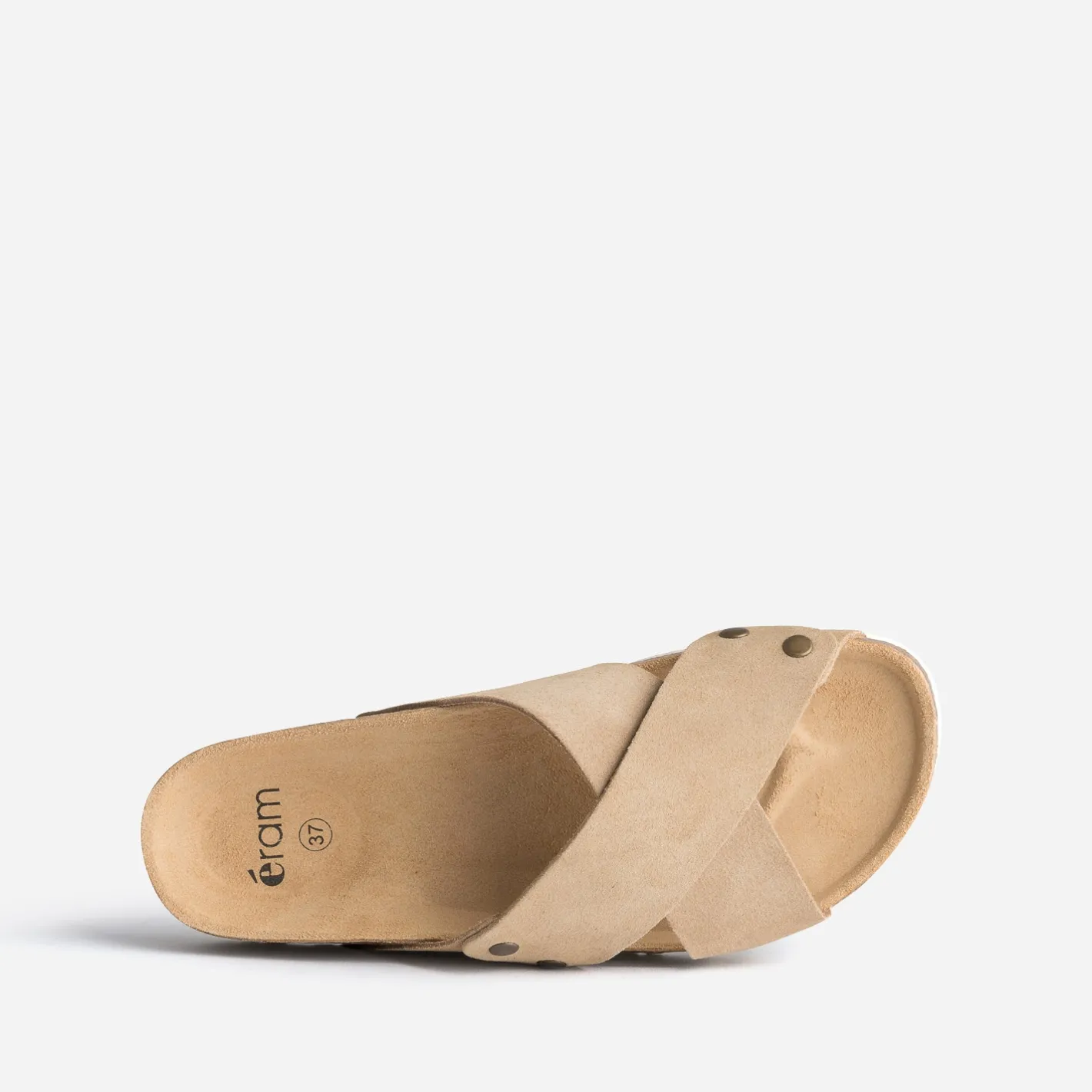 Mule anatomique beige en cuir velours éco-conçu^Eram Outlet