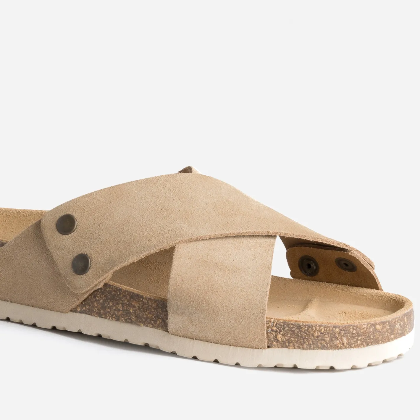 Mule anatomique beige en cuir velours éco-conçu^Eram Outlet