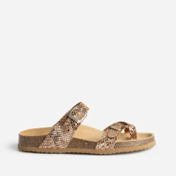 Mule anatomique marron cuir effet python éco-conçu^Eram Best