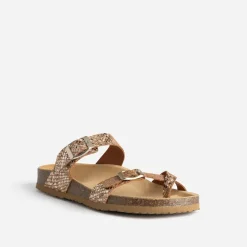 Mule anatomique marron cuir effet python éco-conçu^Eram Best