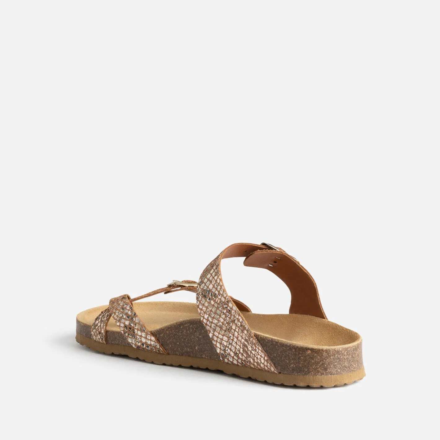 Mule anatomique marron cuir effet python éco-conçu^Eram Best