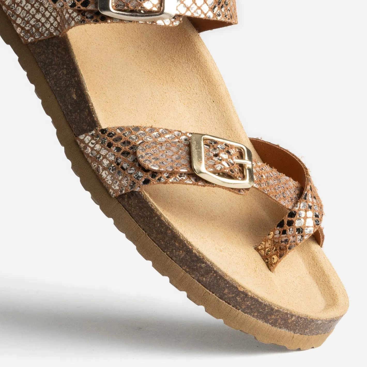 Mule anatomique marron cuir effet python éco-conçu^Eram Best