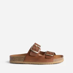 Mule anatomique marron en cuir éco-conçu^Eram Clearance