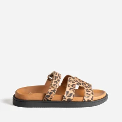 Mule beige cuir à motif léopard^Texto Clearance