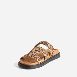 Mule beige cuir à motif léopard^Texto Clearance