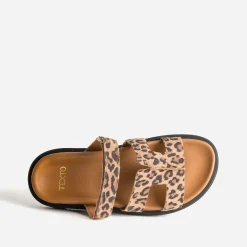 Mule beige cuir à motif léopard^Texto Clearance