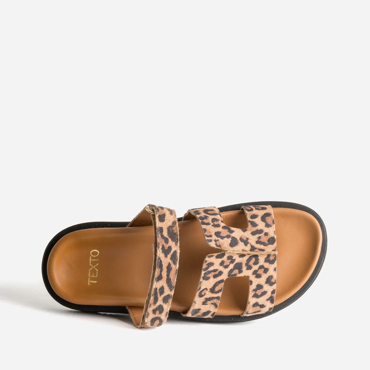Mule beige cuir à motif léopard^Texto Clearance
