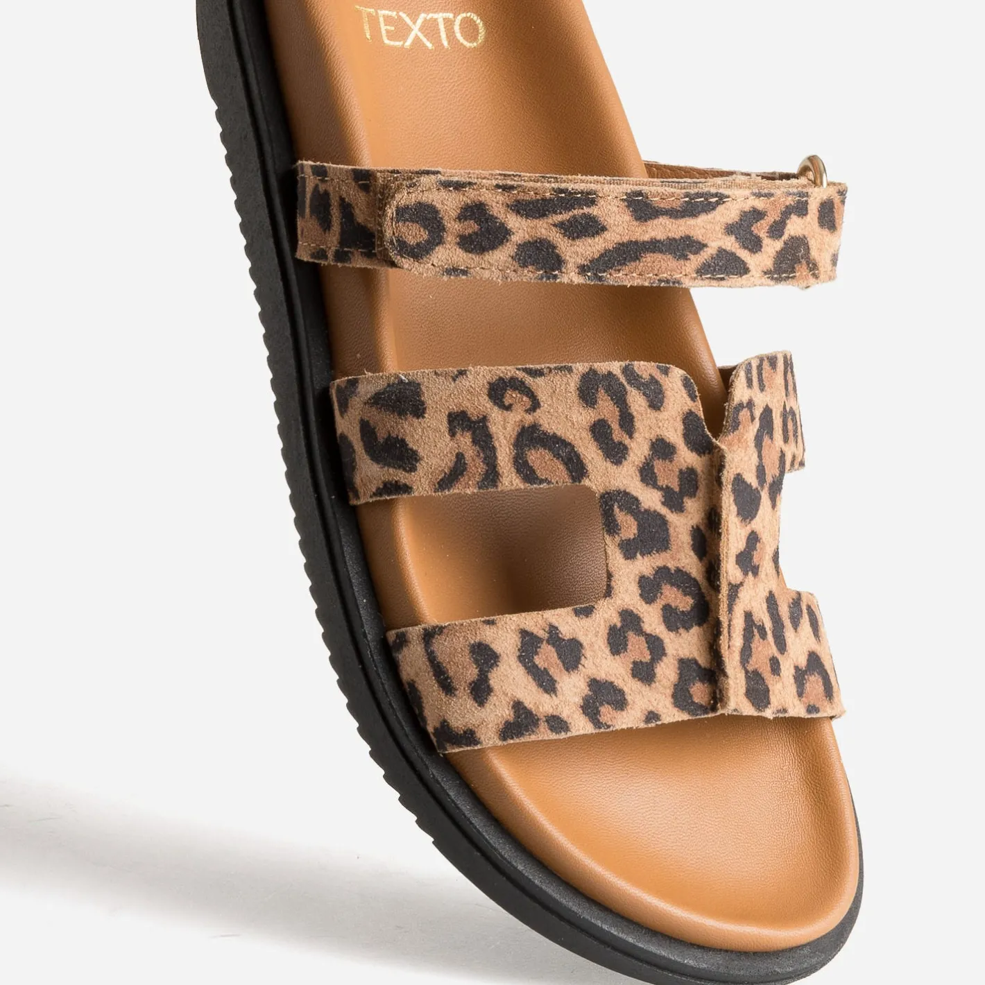 Mule beige cuir à motif léopard^Texto Clearance