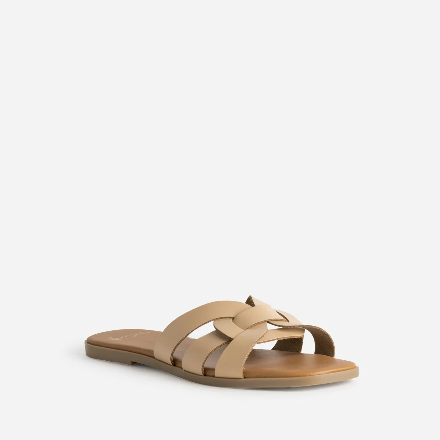 Mule beige cuir brides tressées^Eram Discount