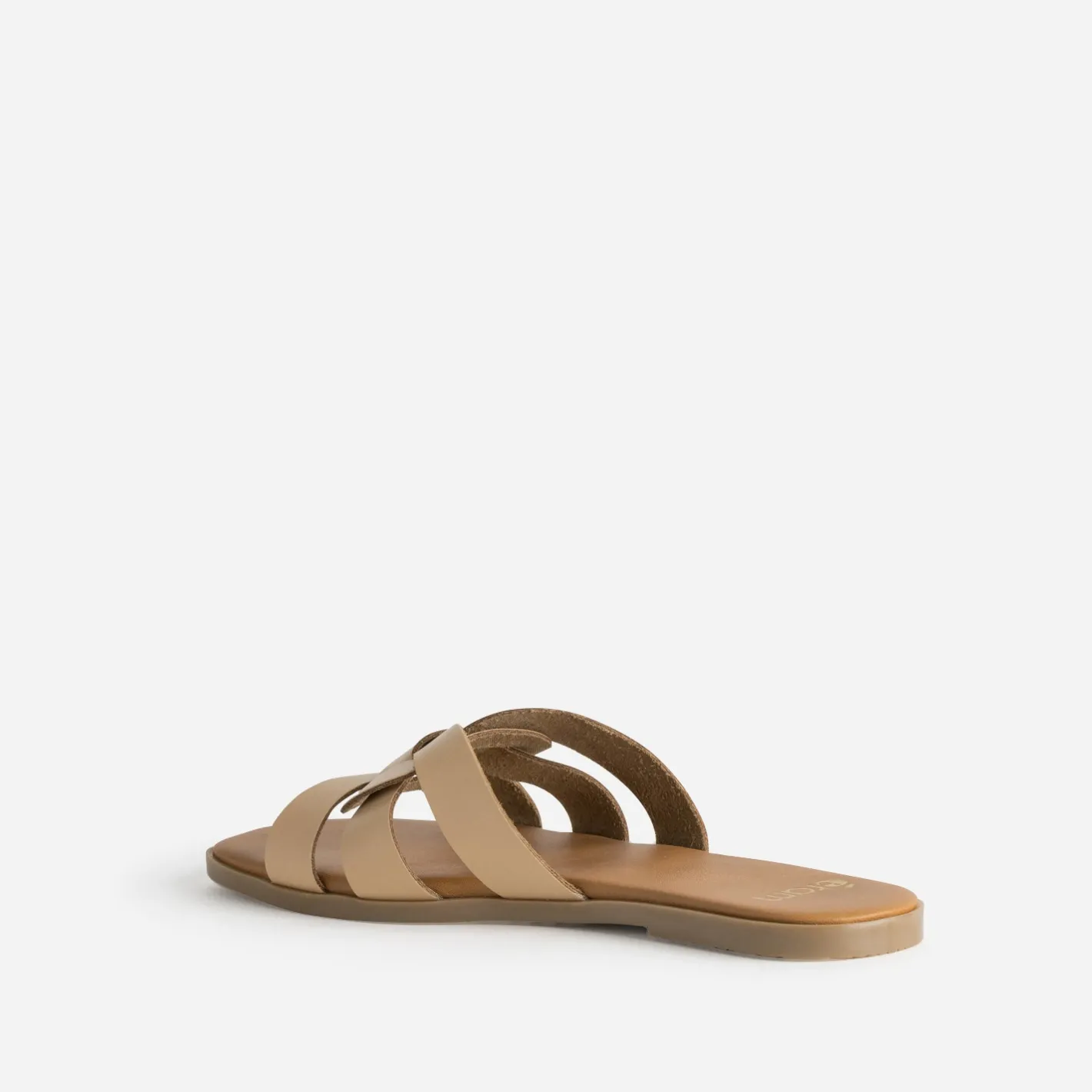 Mule beige cuir brides tressées^Eram Discount