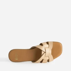 Mule beige cuir brides tressées^Eram Discount