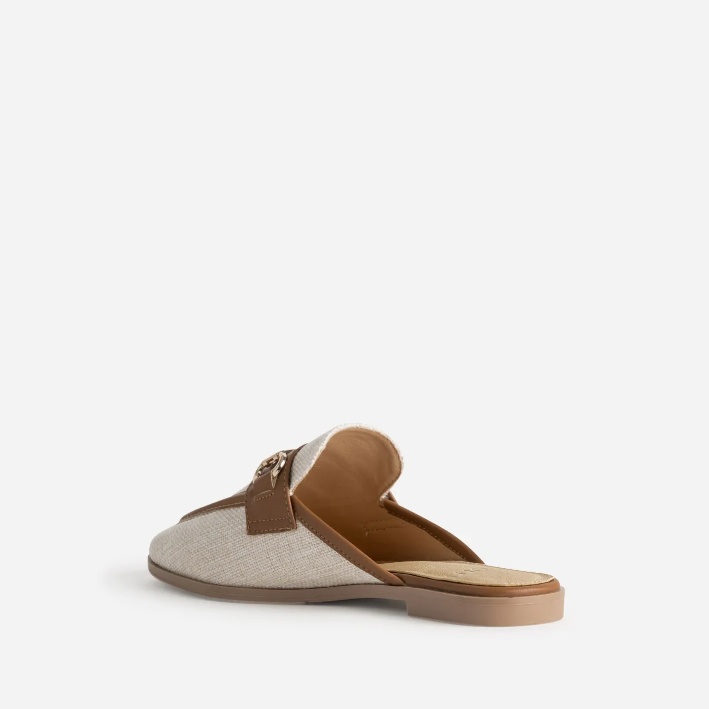 Mule bi-matière lin bordé cognac^Eram Online