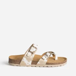 Mule blanche cuir effet poulain motif vache^Eram New