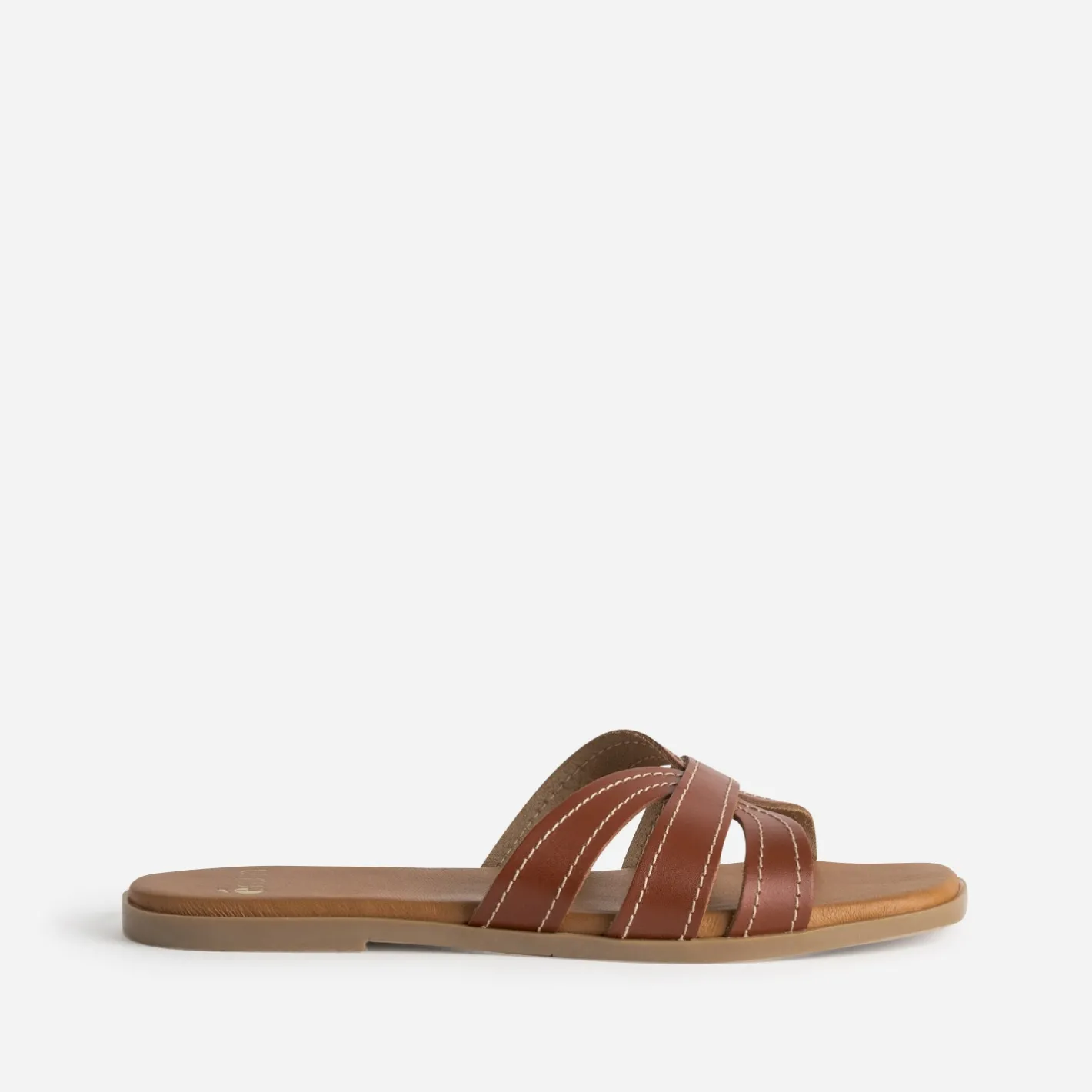 Mule cognac cuir brides détails couture^Eram