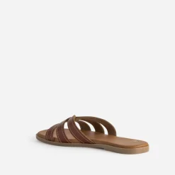 Mule cognac cuir brides détails couture^Eram