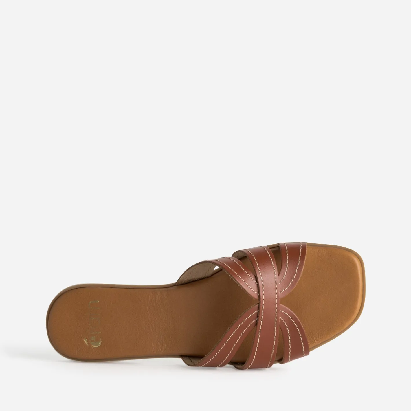 Mule cognac cuir brides détails couture^Eram